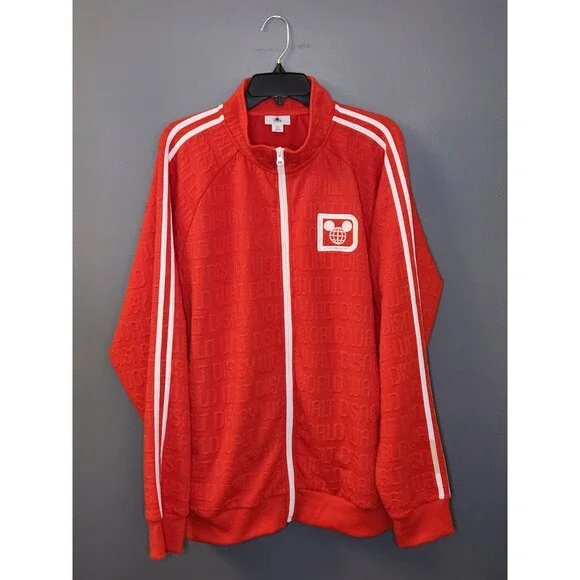 Disney Parks Jacket Men's XL Embroidered Spellout Disney World Full Zip‎ Red - Picture 2 of 7